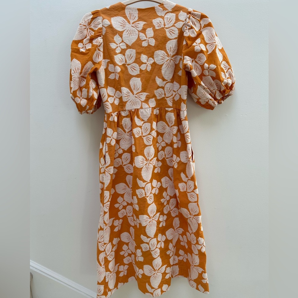 Ted Baker Floral Jacquard Puff Sleeve Dress - Picture 7 of 8